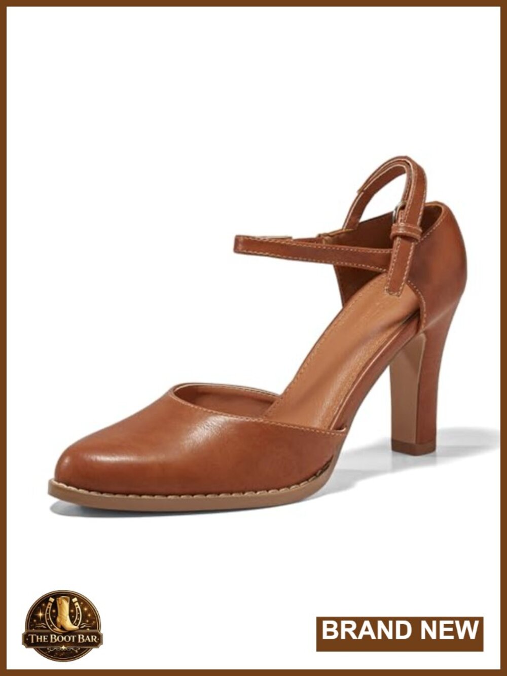 Womens Chunky High Heels Pointed Toe Ankle Strap Pumps Leather Dress Party Shoes